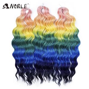 노블 헤어 워터 웨이브 트위스트 크로셰 헤어 합성 브레이드 헤어 옴브레 금발 핑크, 딥 웨이브 브레이드 헤어 익스텐션, 24 인치