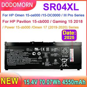 DODOMORN 노트북 배터리, HP Omen 15-ce000 15-DC0000 파빌리온 15-cb000 파빌리온 게임용, SR04XL, 15 2018, 4550mAh, 70.07WH 노트북용