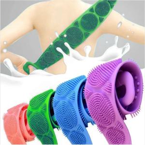 양면 실리콘 목욕 타올 바디 클렌징 백 러빙 스트립 마사지 엑스 폴리 에이 팅 스폰지 딥 클린 샤워 액세서리