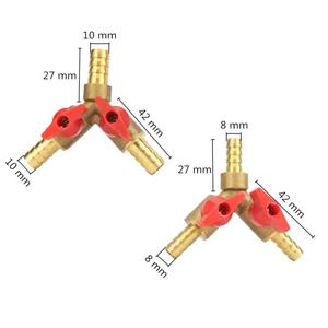 8mm 10mm 호스 바브 Y 모양의 3 방향 황동 차단 볼 밸브 파이프 피팅 커넥터 어댑터 연료 가스 물 오일 공기 1 Pc
