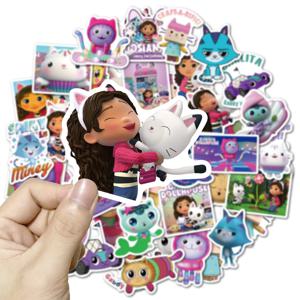 10/50Pcs 만화 Gabbys 인형 집 스티커 노트북 낙서 수하물 가방 스케이트 보드 전화 귀여운 스티커 어린이 데칼 선물