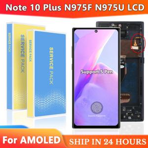 삼성 Note 10 Plus LCD SM-N975F, SM-N975U 디스플레이 터치 스크린 디지타이저 어셈블리 교체 용 프레임이있는 AMOLED LCD