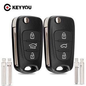 KEYYOU 원격 키 쉘 현대 I20 I30 IX35 I35 Accent Kia Picanto Sportage K5 3 버튼 플립 접이식 원격 키 케이스