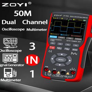 ZOYI ZT-703S 3.5인치 IPS 디스플레이, 25000 카운트, 듀얼 채널 50MHZ 대역폭, 280MSa/s 높이를 갖춘 3-in-1 오실로스코프 멀티미터