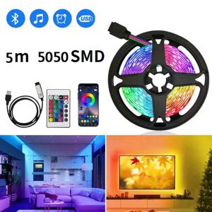 5V RGB LED 스트립 조명 스마트 블루투스 24Key 원격 유연한 다이오드 램프 테이프 SMD 5050 30LED/M 룸 홈 장식 TV 백라이트