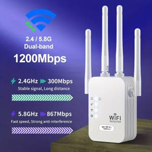 5Ghz WiFi 리피터 1200Mbps 라우터 WiFi 익스텐더 증폭기 듀얼 밴드 2.4G/5GHz Wi-Fi 신호 부스터 장거리 네트워크