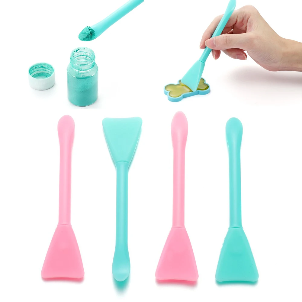 5Pcs 다기능 교반 브러시 부드러운 실리콘 브러시 파우더 스푼 에폭시 수지 도구 DIY 수지 금형 청소하기 쉬운 접착제