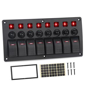 지프 보트 마린 카용 로커 스위치 패널, 방수, 온 오프, 5 핀, 12V, 24V, 스티커 세트 포함, 8 갱
