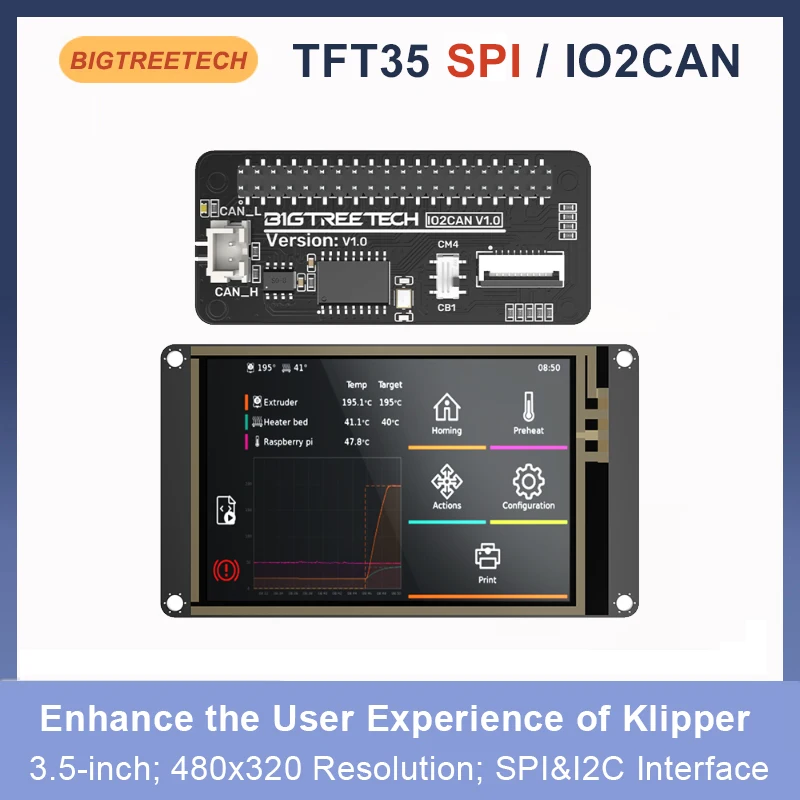 BIGTREETECH TFT35 SPI V2.1 터치 스크린, CB1 M8P 3D 프린터 마더보드용, IO2CAN V1.0 모듈, 3.5 인치 480x320 TFT 디스플레이