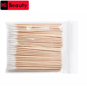고품질 1 가방 100pcs 나무 목화 스틱 면봉 귀 청소를위한 눈썹 입술 아이 라인 문신 메이크업 화장품