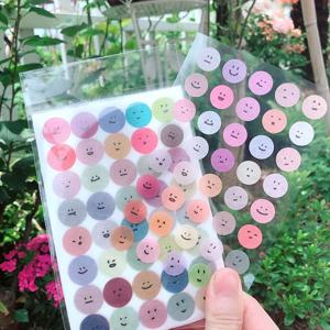 6 시트 귀여운 스티커 스타 라운드 Washi 테이프 아트 장식 접착 스티커 DIY Scrapbooking Kawaii 스티커 라벨 편지지