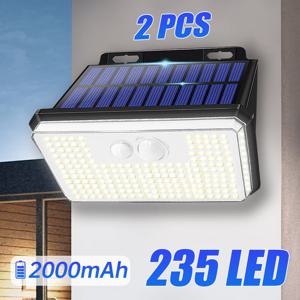 IP67 방수 태양광 야외 정원 조명, 매우 밝은 178/235 LED 모션 센서 벽 조명, 태양열 전원 보안 램프, 2 팩