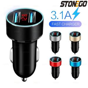 3.1A 듀얼 Usb 차량용 충전기 2 포트 Lcd 디스플레이 12V 자동차 시가 라이터 전원 어댑터 소켓 자동차 전화 충전기 아이폰 Xiaomi