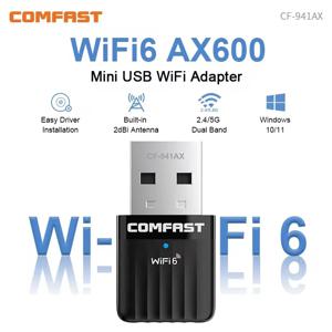 COMFAST Wifi 6 Adaptador USB AX600 Wi Fi 어댑터 802.11ax 드라이버 무료 5ghz + 2.4ghz PC 노트북 용 무선 동글 Win 10/11