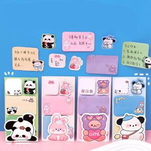 Lytwtw의 사랑스러운 동물 팬더 토끼 곰 개 스티커 메모 메모 패드 종이 학교 용품 플래너 스티커 편지지