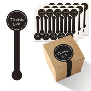 100/200pcs 블랙 감사합니다 긴 씰링 스티커 푸딩 병 스티커, 베이킹 상자 라벨 스티커, 베이킹, 수공예품