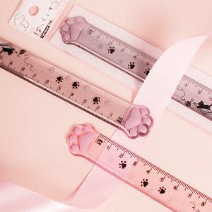 Lywtw 귀여운 키티 고양이 발 스트레이트 눈금자 카와이 문구, 재미있는 그림 선물, 한국 사무실 학교 측정 그림, 1 개