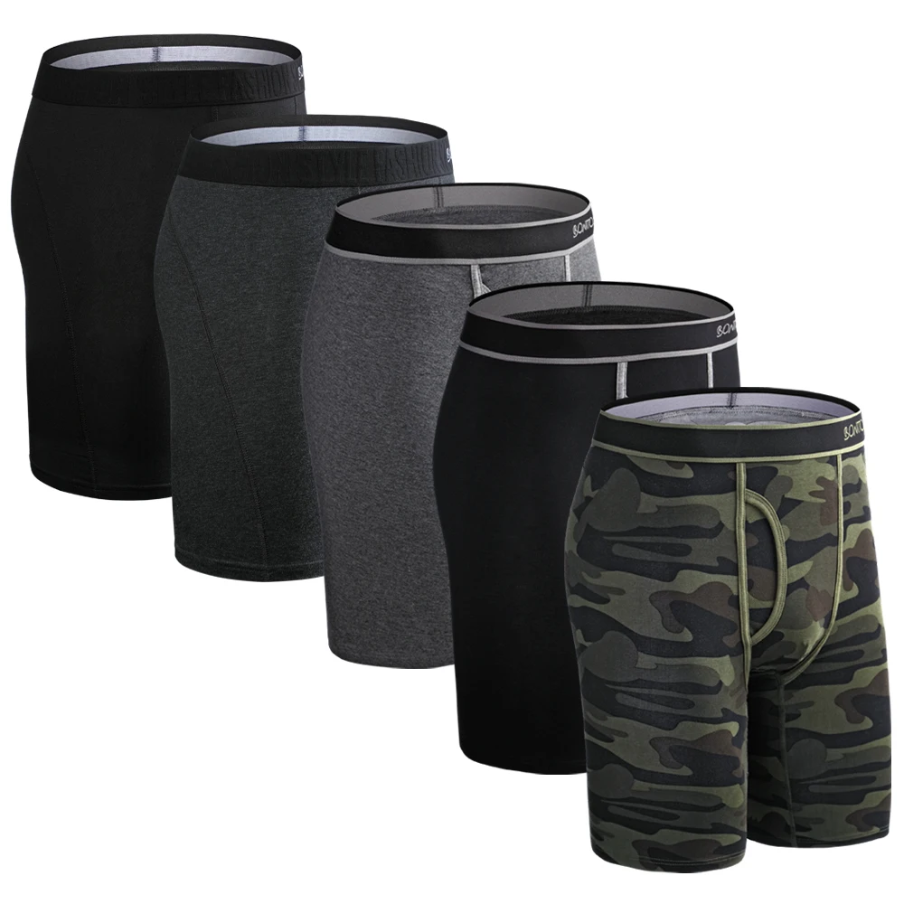 5Pcs 세트 긴 복서 남자 속옷 남성 속옷 팬티 섹시한 Clavin Underware Calzones BoxerShorts Boxer Shorts Homme Trunk