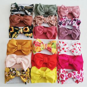 3 개/몫 꽃 총알 아기 머리띠 암소 표범 도트 인쇄 Headwraps 소년 소녀 헤어 밴드 조정 가능한 나비 넥타이 머리 DIY 액세서리