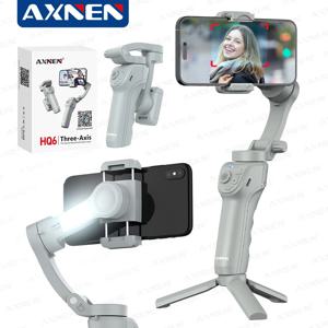 HQ6 휴대폰용 3축 짐벌 핸드헬드 안정기, 필 라이트 포함, 안면 추적, Android iPhone용 흔들림 방지 비디오 녹화