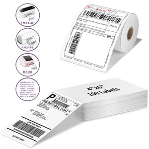 Phomemo A6 크기 4x6'' 4x4'' 배송 라벨 FanFold 용지 241BT 246S D520 DYMO 4XL Zebra Munbyn for LOGO 바코드