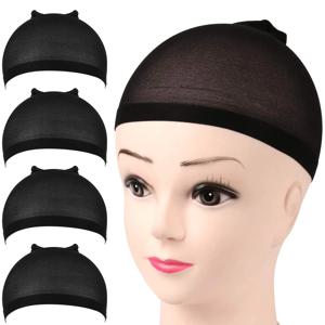 가발 모자 4PCS 나일론 가발 모자 블랙 누드 가발 모자 여성용 스타킹 가발 모자 할로윈 코스프레 여성용 남성용 어린이 매일 사용