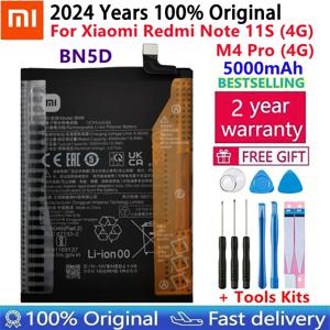 2024 년 100% 오리지널 Xiao Mi 5000mAh BN5D 배터리 Xiaomi Redmi Note 11S 11 S 4G M4 PRO 4G 휴대 전화 배터리