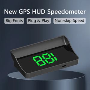 W1 GPS HUD 디지털 속도계 플러그 앤 플레이 모든 자동차 용 헤드 업 디스플레이 큰 글꼴 KMH 앞 유리 프로젝터 자동차 액세서리