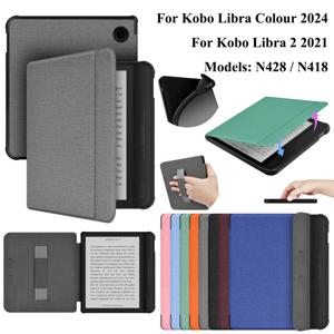 Kobo Libra Color 2024 케이스 Libra 2 2021 커버 핸드 스트랩 홀더 포함 7 인치 전자 책 N428 N418 Sleep Wake Capa Funda Hoesje