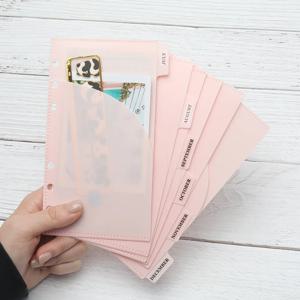 A6 핑크 블랙 투명 바인더 포켓 바인더 폴더 노트북 디바이더 페이지 방수 PVC 리프 문서 서류 가방