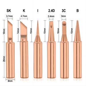JCD 5PCS 구리 철 팁 I/B /K/2.4D/3C 세트 900M T 용접 팁 헤드 도구 내부 뜨거운 베어 구리 전기 납땜 인두