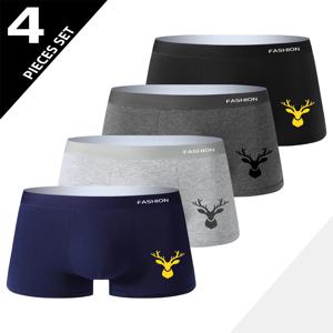 4pcs 복서 남성 속옷, 부드러운 스포츠 통기성 사계절 남성 속옷, 유행 패션 팝 인쇄 복서 속옷