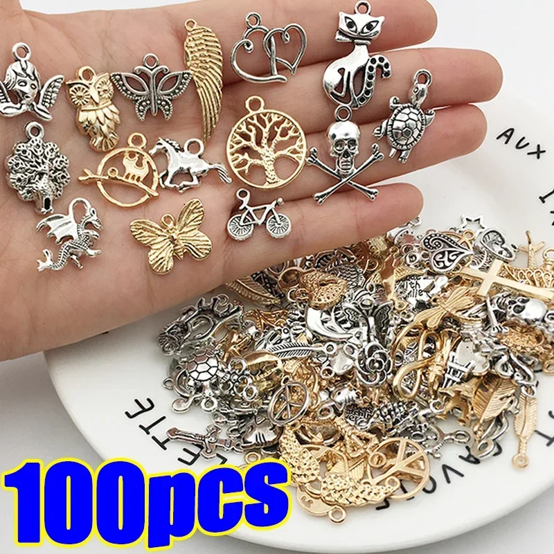 30/100pcs DIY 혼합 만화 동물 나무 에나멜 매력 비즈 쥬얼리 만들기 Diy 펜던트 Neacklace 팔찌 액세서리