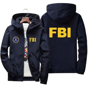 2024 새로운 남성 자켓 고품질 FBI 인쇄 야외 스포츠 자켓 봄 후드 방풍 패션 캐주얼 브랜드 스포츠 자켓