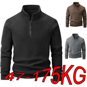 플러스 벨벳 스웨터 남성용 L-9XL 대형 겨울 폴라 플리스 스탠드 업 칼라 하프 지퍼 긴팔 솔리드 컬러 코트 프로모션