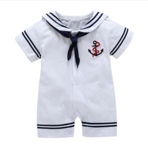 신생아 아기 옷 Playsuit 선원 해군 Romper 짧은 소매 Jumpsuit 의상 의류 여름 복장 신생아 아기 옷
