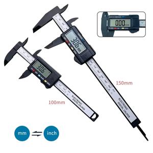 LCD 디스플레이가 있는 0-150mm 디지털 캘리퍼스 전자 마이크로미터 탄소 섬유 디지털 버니어 측정 도구(배터리 제외)