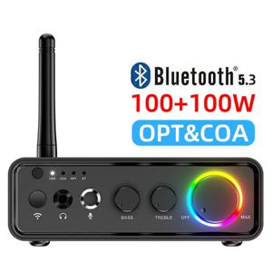 미니 TPA3116D2 Bluetooth 5.3 클래스 D 전력 증폭기 2.0 오디오 증폭기 100Wx2 200W 마이크 광 동축 입력 포함
