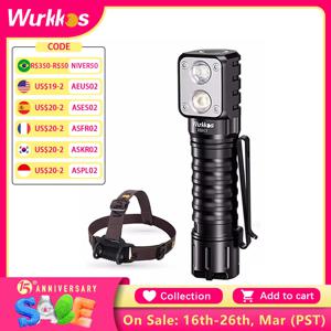 Wurkkos HD15 헤드램프 18650 2A 충전식 헤드라이트 2000lm 듀얼 LED LH351D+SST20 USB 역방향 충전 마그네틱 테일 하이킹