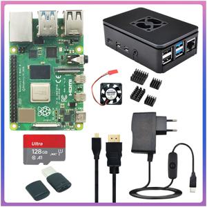 라즈베리 파이 4 8GB 4GB 2GB 1GB 키트 + 전원 어댑터 + ABS 케이스 + 32G 64G 128G 카드 + 라즈베리 파이 4 모델 B용 방열판