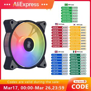Aigo AR12 120mm PC 게이머 컴퓨터 케이스 팬 RGB 12v Heatsink Aura Sync 쿨러 Argb 사일런트 컨트롤러 키트 팬 냉각 환기 장치