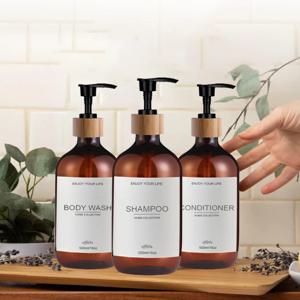 500ml 샴푸 및 컨디셔너 병 디스펜서 3 팩 비누 샴푸 디스펜서 병 (펌프 컨디셔너 샤워 용기 포함)
