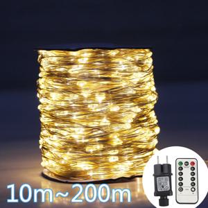 50M/100M LED 문자열 조명 실버 와이어 요정 조명 크리스마스 갈 랜드 야외 결혼식 새해 트리 테라스 파티 장식