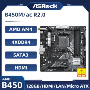 B450 B450M 마더보드 ASRock B450M/ac R2.0 마더보드 소켓 AM4 지원 Ryzen 5 5600 4300G 1600 DDR4 PCI-E 3.0 마이크로 ATX