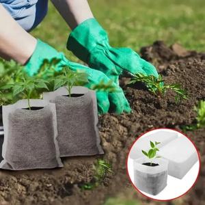 100pcs 생분해 성 씨앗 보육 가방, 부직포 식물 GrowBags, 패브릭 묘목 냄비 식물 주머니, 홈 가든 공급