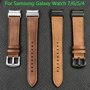 삼성 갤럭시 시계 7 6 5 4 40mm 44mm 6 클래식 43mm 47mm 시계 밴드 팔찌 갤럭시 시계 5Pro 45mm 용 간격 없음 가죽 스트랩