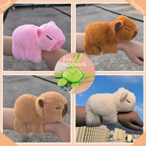 사랑스러운 Capybara 동물 슬랩 스냅 랩 팔찌 팔찌 봉제 인형 동물 Kawaii Capybara 핸드 링 팔찌 아이 재미 있은 장난감