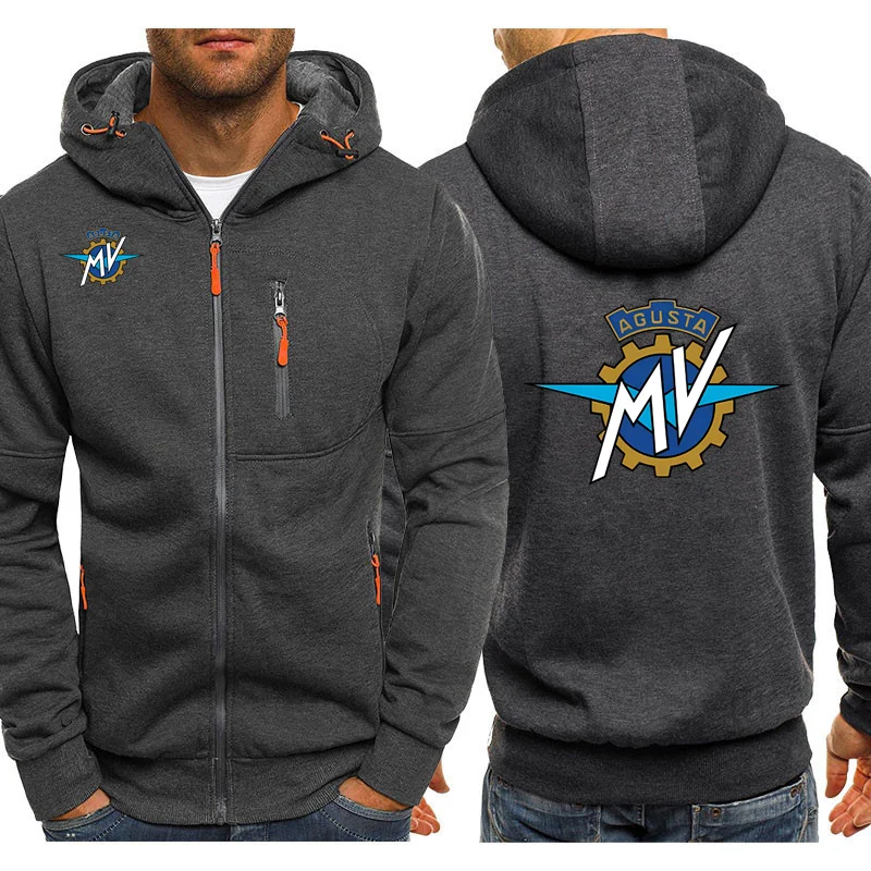 2024 New Mens MV Agusta Jacket 봄 가을 긴 소매 패션 스포츠웨어 캐주얼 지퍼 Hoody 남성 스웨터