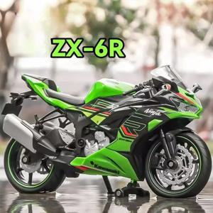 1:12 가와사키 NIJIA ZX-6R 오토바이 합금 모델 자동차 장난감 고무 타이어 휠 충격 흡수 차량 어린이 축제 선물