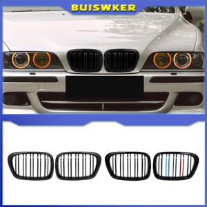 광택 블랙 프론트 후드 신장 그릴 그릴 ABS 듀얼 라인 BMW E39 5 시리즈 525 528 530 M5 1997-2003 호환
